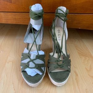 Guess  Olive Green Espadrille Wedges